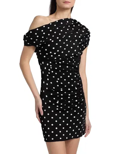 Self-Portrait Women's Polka Dot Draped Knit Minidress | Thumbnail 3