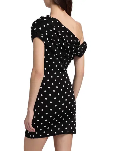 Self-Portrait Women's Polka Dot Draped Knit Minidress | Thumbnail 5