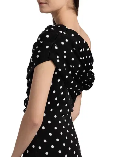 Self-Portrait Women's Polka Dot Draped Knit Minidress | Thumbnail 6
