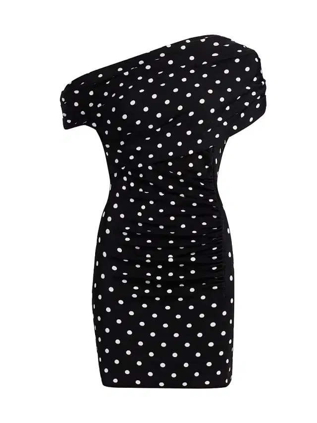 Self-Portrait Women's Polka Dot Draped Knit Minidress - Polka Dot