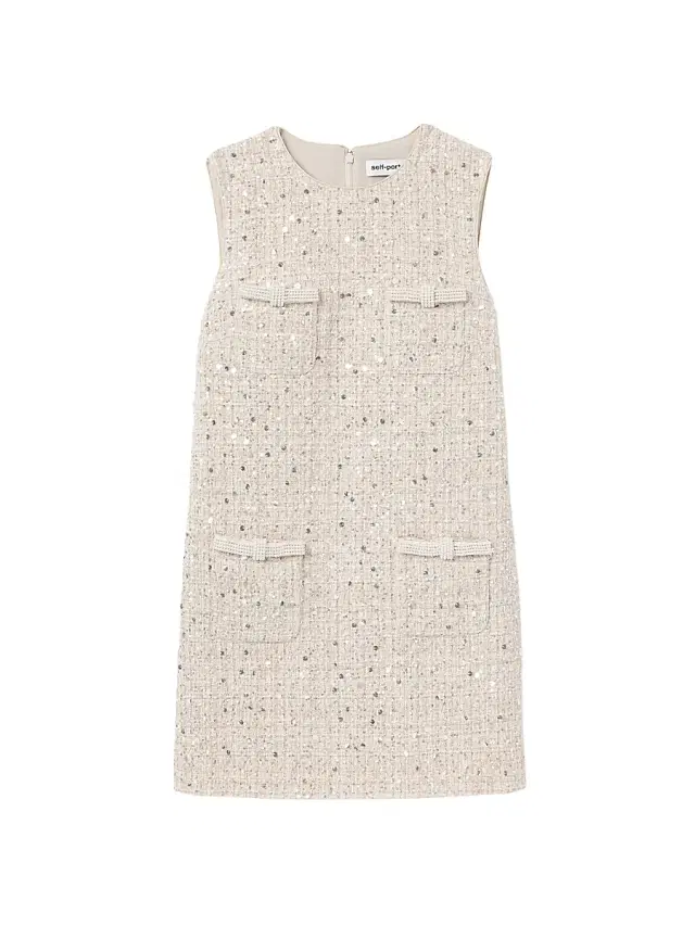 Self-Portrait Women's Embellished Bouclé Shift Minidress - Cream