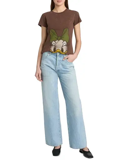 Ganni Women's Future Heavy Daisy-Graphic Cotton Jersey T-Shirt - Chicory Coffee | Thumbnail 2