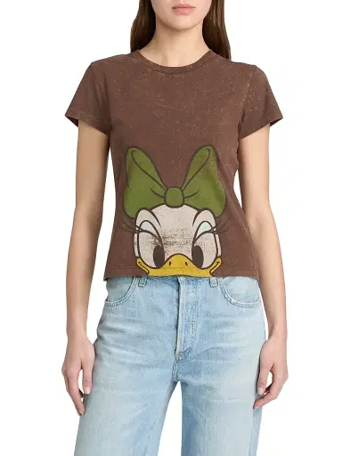 Ganni Women's Future Heavy Daisy-Graphic Cotton Jersey T-Shirt - Chicory Coffee | Thumbnail 3