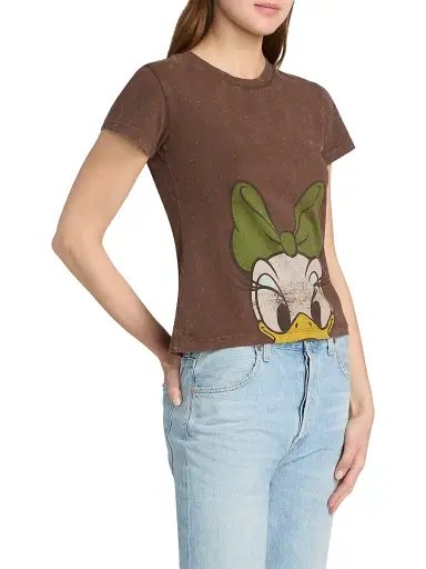 Ganni Women's Future Heavy Daisy-Graphic Cotton Jersey T-Shirt - Chicory Coffee | Thumbnail 4