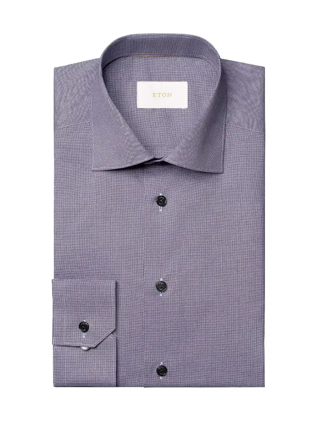 Eton Men's Contemporary-Fit Textured Cotton Piqué Shirt - Purple