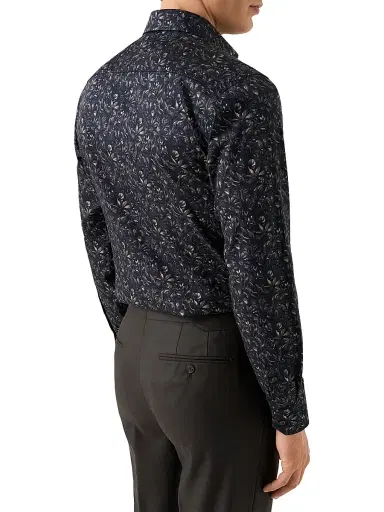 Eton Men's Floral Slim-Fit Cotton Twill Shirt - Brown - Size 17.5 | Thumbnail 3