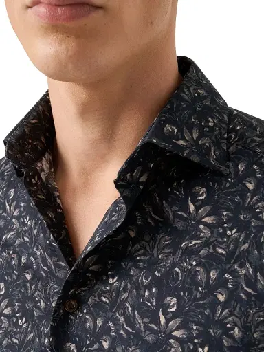 Eton Men's Floral Slim-Fit Cotton Twill Shirt - Brown - Size 17.5 | Thumbnail 4
