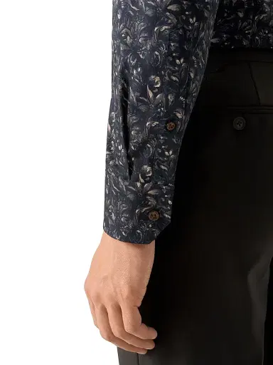 Eton Men's Floral Slim-Fit Cotton Twill Shirt - Brown - Size 17.5 | Thumbnail 5