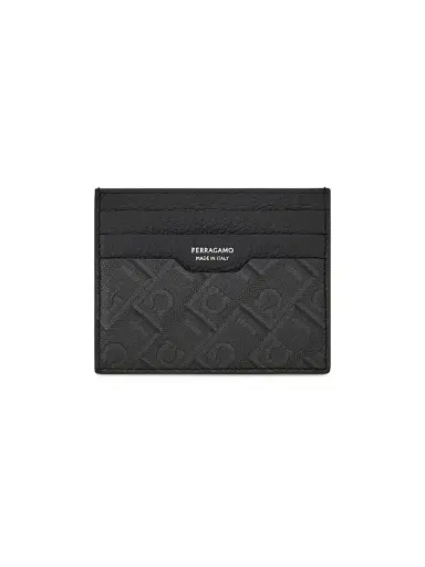 FERRAGAMO Men's Monogram Card Case - Black | Thumbnail 1