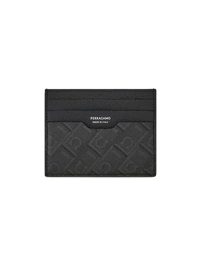 Men's Monogram Card Case - Black Men's Monogram Card Case - Black