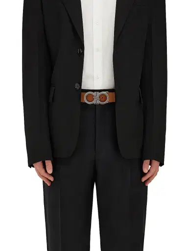 Ferragamo Men's Double Adjustable Reversible Leather Belt - Dark Brown - Size 36 | Thumbnail 2