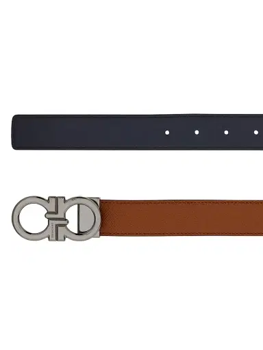 Ferragamo Men's Double Adjustable Reversible Leather Belt - Dark Brown - Size 36 | Thumbnail 3