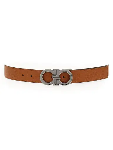Ferragamo Men's Double Adjustable Reversible Leather Belt - Dark Brown - Size 36 | Thumbnail 4