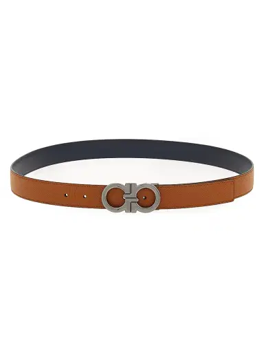 Ferragamo Men's Double Adjustable Reversible Leather Belt - Dark Brown - Size 36 | Thumbnail 1
