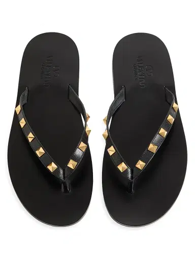 Valentino Garavani Men's Rockstud Kidskin Flip Flops - Black - Size 7.5 | Thumbnail 4 Valentino Garavani Men's Rockstud Kidskin Flip Flops - Black - Size 7.5 | Thumbnail 4