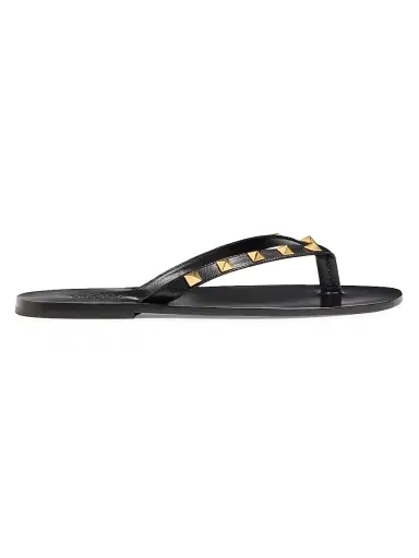 Valentino Garavani Men's Rockstud Kidskin Flip Flops - Black - Size 7.5 | Thumbnail 1 Valentino Garavani Men's Rockstud Kidskin Flip Flops - Black - Size 7.5 | Thumbnail 1