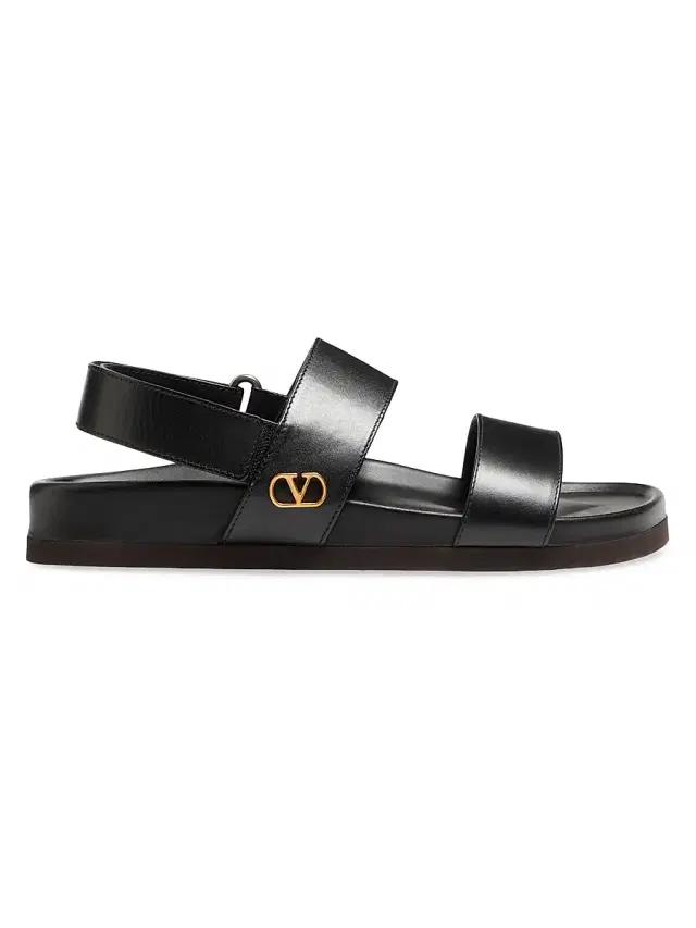 Valentino Garavani Men's Studshield Calfskin Sandals - Black