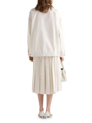 Prada Women's Silk Faille Pleated Skirt - White | Thumbnail 4