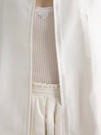 Prada Women's Silk Faille Pleated Skirt - White | Thumbnail 5