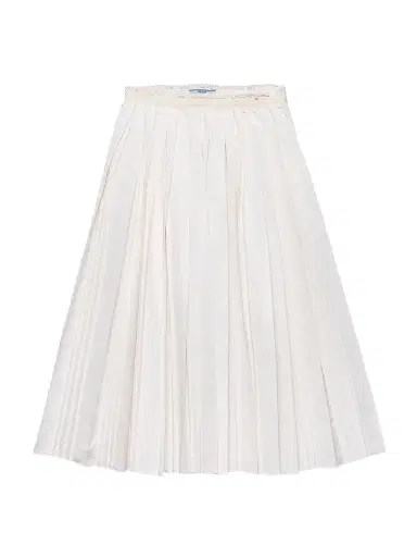 Prada Women's Silk Faille Pleated Skirt - White | Thumbnail 1