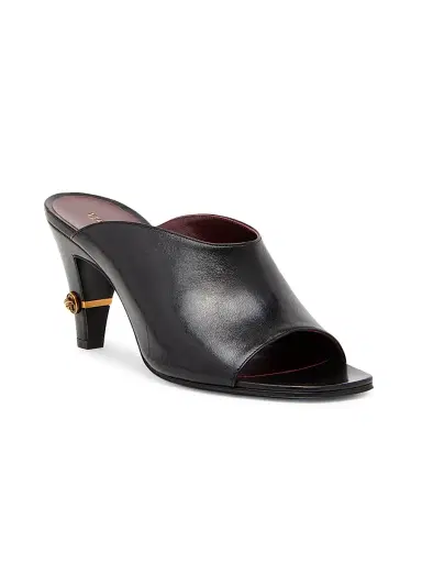 Versace Women's 80MM Medusa Leather Mules - Black Gold - Size 11 | Thumbnail 2