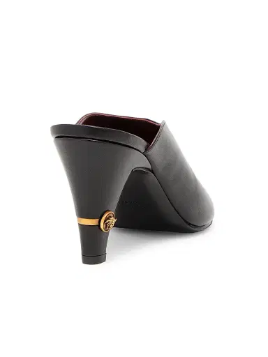Versace Women's 80MM Medusa Leather Mules - Black Gold - Size 11 | Thumbnail 3