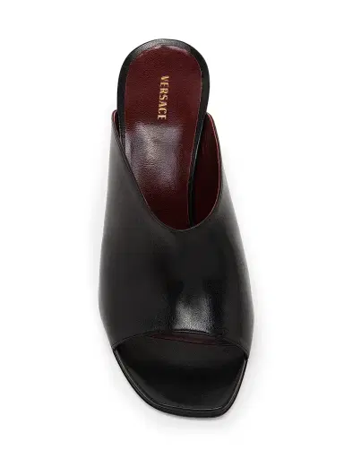 Versace Women's 80MM Medusa Leather Mules - Black Gold - Size 11 | Thumbnail 4