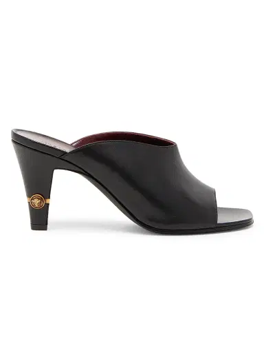Versace Women's 80MM Medusa Leather Mules - Black Gold - Size 11 | Thumbnail 1