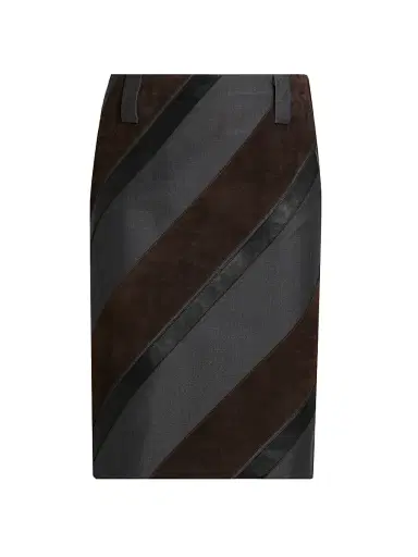 Versace Women's Suede & Leather Stripe Pencil Skirt - Multi Color - Size 0 | Thumbnail 1