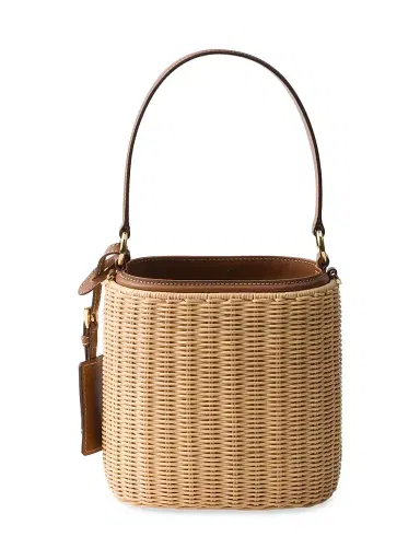Prada Women's Wicker and Leather Bucket Bag | Thumbnail 3 Prada Women's Wicker and Leather Bucket Bag | Thumbnail 3