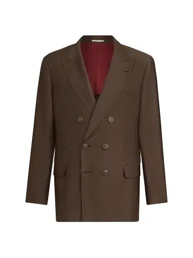 Brunello Cucinelli Men's Virgin Wool and Cashmere One and a Half Breasted Deconstructed Blazer - Brown - Size 44 | Thumbnail 2 Brunello Cucinelli Men's Virgin Wool and Cashmere One and a Half Breasted Deconstructed Blazer - Brown - Size 44 | Thumbnail 2