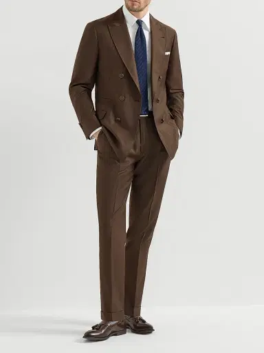 Brunello Cucinelli Men's Virgin Wool and Cashmere One and a Half Breasted Deconstructed Blazer - Brown - Size 44 | Thumbnail 6 Brunello Cucinelli Men's Virgin Wool and Cashmere One and a Half Breasted Deconstructed Blazer - Brown - Size 44 | Thumbnail 6