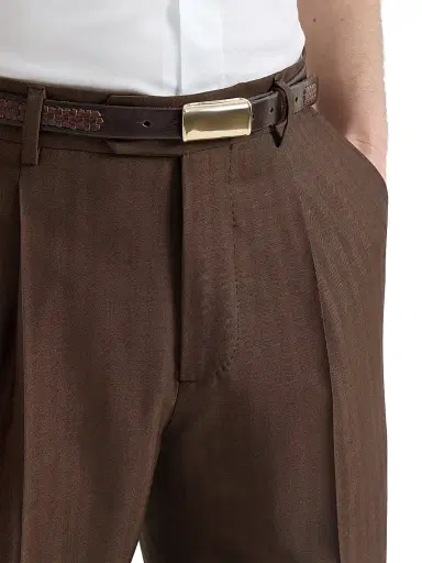 Brunello Cucinelli Men's Virgin Wool and Cashmere Trousers with Pleats - Brown - Size 46 | Thumbnail 5