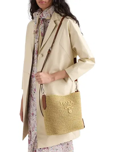 Prada Women's Small Crochet and Leather Bucket Bag | Thumbnail 3 Prada Women's Small Crochet and Leather Bucket Bag | Thumbnail 3