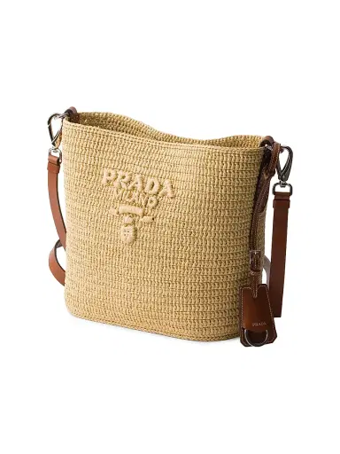 Prada Women's Small Crochet and Leather Bucket Bag | Thumbnail 4 Prada Women's Small Crochet and Leather Bucket Bag | Thumbnail 4