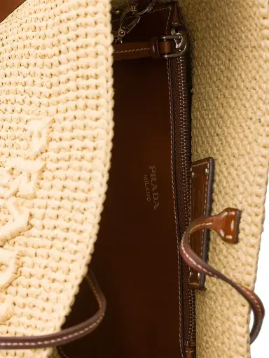 Prada Women's Small Crochet and Leather Bucket Bag | Thumbnail 6 Prada Women's Small Crochet and Leather Bucket Bag | Thumbnail 6