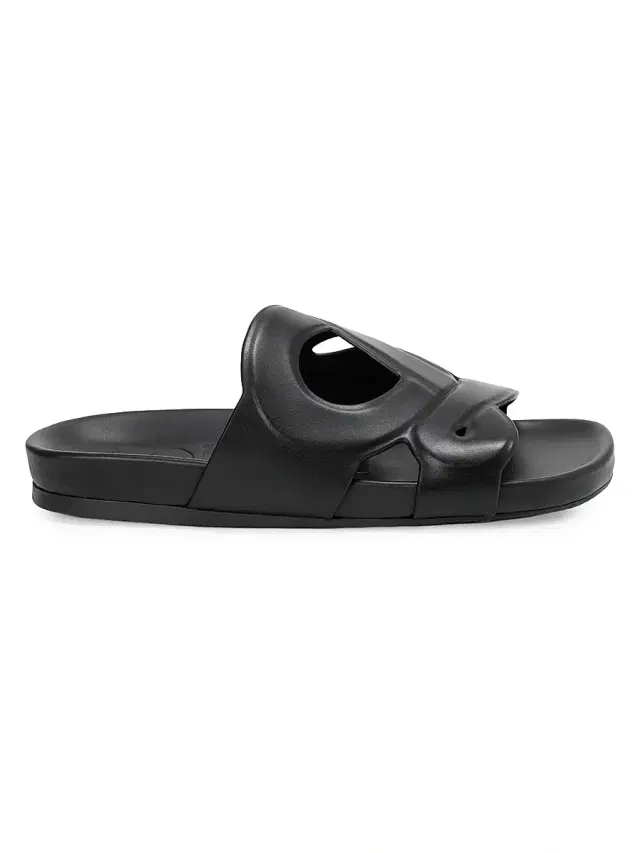 LOEWE Men's  x Paula's Ibiza Ease Monogram Leather Slide Sandals - Black