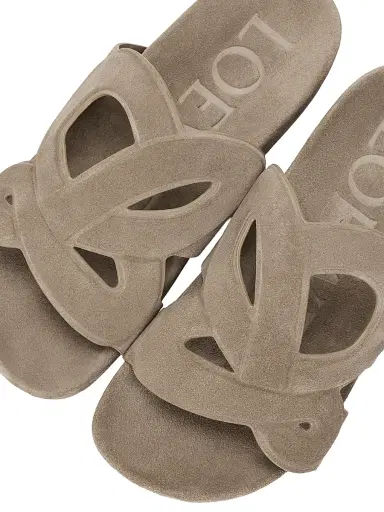 Loewe Men's x Paula's Ibiza Ease Monogram Suede Slide Sandals - Stone Grey - Size 13 | Thumbnail 5