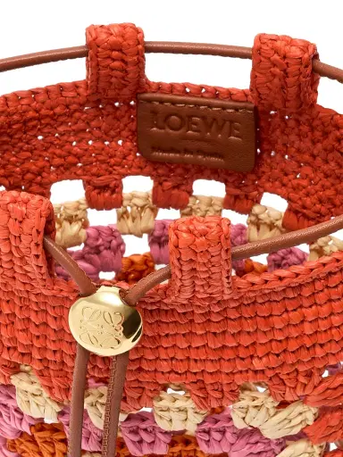 Loewe Women's x Paula's Ibiza Drawstring Crochet Raffia Pocket Pouch - Bright Orange Pink | Thumbnail 4 Loewe Women's x Paula's Ibiza Drawstring Crochet Raffia Pocket Pouch - Bright Orange Pink | Thumbnail 4
