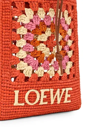 Loewe Women's x Paula's Ibiza Drawstring Crochet Raffia Pocket Pouch - Bright Orange Pink | Thumbnail 5 Loewe Women's x Paula's Ibiza Drawstring Crochet Raffia Pocket Pouch - Bright Orange Pink | Thumbnail 5