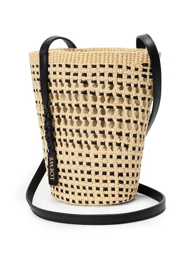Loewe Women's x Paula's Ibiza Braided Raffia Bucket Bag - Natural Black | Thumbnail 2