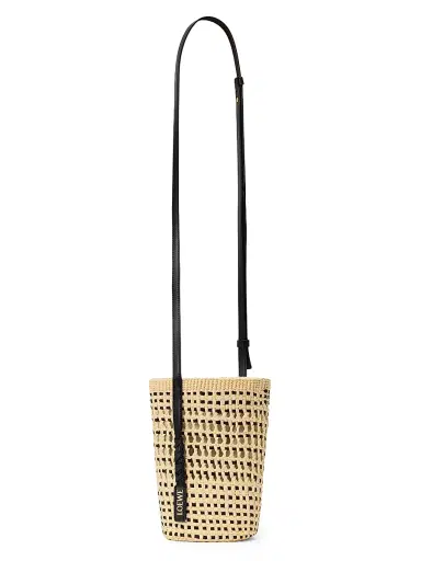 Loewe Women's x Paula's Ibiza Braided Raffia Bucket Bag - Natural Black | Thumbnail 3