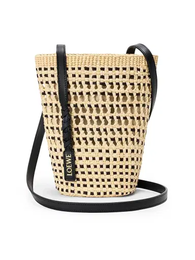 Loewe Women's x Paula's Ibiza Braided Raffia Bucket Bag - Natural Black | Thumbnail 1