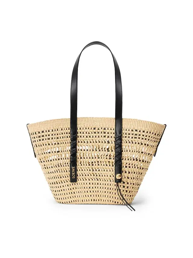 LOEWE Women's  x Paula's Ibiza  Braided Raffia Basket Bag - Natural Black