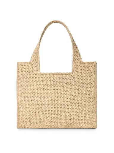 Loewe Women's x Paula's Ibiza Font Small Logo Raffia Tote Bag - Natural Green | Thumbnail 5