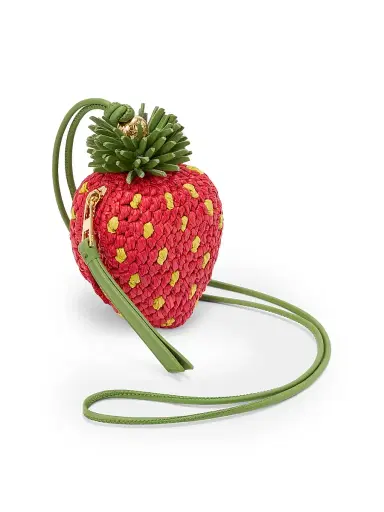 Loewe Women's x Paula's Ibiza Strawberry Raffia Coin Purse - Red | Thumbnail 1 Loewe Women's x Paula's Ibiza Strawberry Raffia Coin Purse - Red | Thumbnail 1