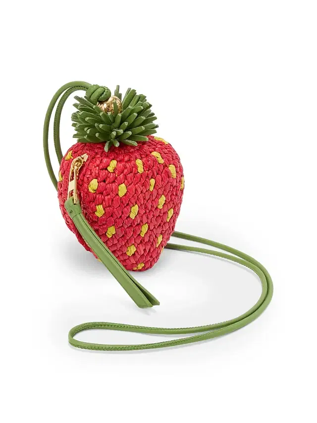 LOEWE Women's  x Paula's Ibiza Strawberry Raffia Coin Purse - Red