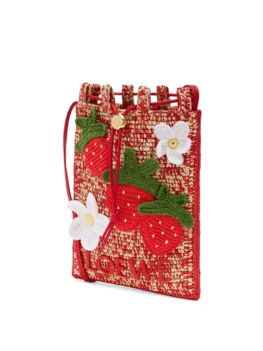 Loewe Women's x Paula's Ibiza Strawberry-Appliqué Raffia Drawstring Pouch - Multicolor Red | Thumbnail 2 Loewe Women's x Paula's Ibiza Strawberry-Appliqué Raffia Drawstring Pouch - Multicolor Red | Thumbnail 2