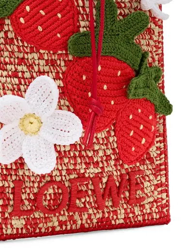 Loewe Women's x Paula's Ibiza Strawberry-Appliqué Raffia Drawstring Pouch - Multicolor Red | Thumbnail 5 Loewe Women's x Paula's Ibiza Strawberry-Appliqué Raffia Drawstring Pouch - Multicolor Red | Thumbnail 5