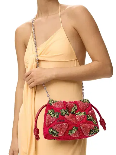 Loewe Women's x Paula's Ibiza Flamenco Mini Strawberry-Beaded Purse - Red | Thumbnail 2 Loewe Women's x Paula's Ibiza Flamenco Mini Strawberry-Beaded Purse - Red | Thumbnail 2